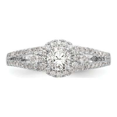 14K White Gold Diamond Halo Setting Engagement Ring Semi-Mount – view 4