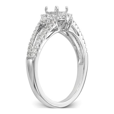 14K White Gold Diamond Halo Setting Engagement Ring Semi-Mount – view 6