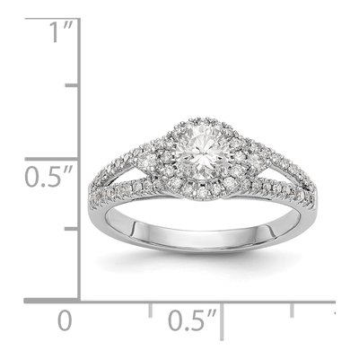 14K White Gold Diamond Halo Setting Engagement Ring Semi-Mount – view 8
