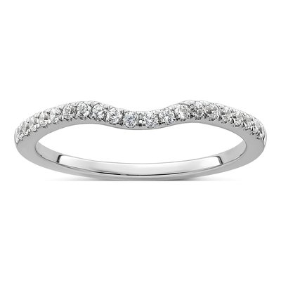 14K White Gold 1/5 ct tw Diamond Contoured Wedding Band
