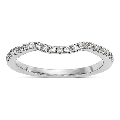 14K White Gold 1/4 ct tw Diamond Contoured Wedding Band