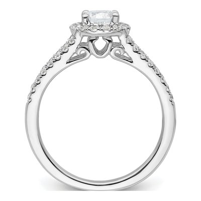 14K White Gold Diamond Halo Setting Engagement Ring Semi-Mount – view 3