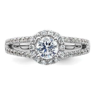 14K White Gold Diamond Halo Setting Engagement Ring Semi-Mount – view 6