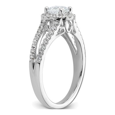14K White Gold Diamond Halo Setting Engagement Ring Semi-Mount – view 8