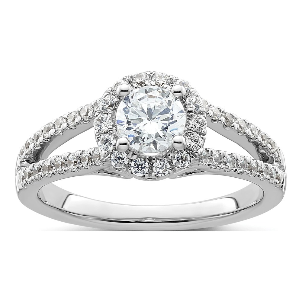 14K White Gold Diamond Halo Engagement Ring Setting