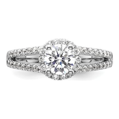 14K White Gold Diamond Halo Engagement Ring Semi-Mount – view 6
