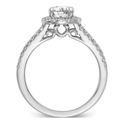 14K White Gold Diamond Halo Engagement Ring Semi-Mount – view 3