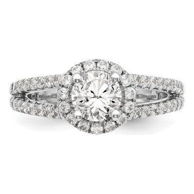 14K White Gold Diamond Halo Engagement Ring Semi-Mount – view 5