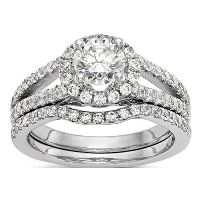 14K White Gold Diamond Halo Engagement Ring Semi-Mount – view 8