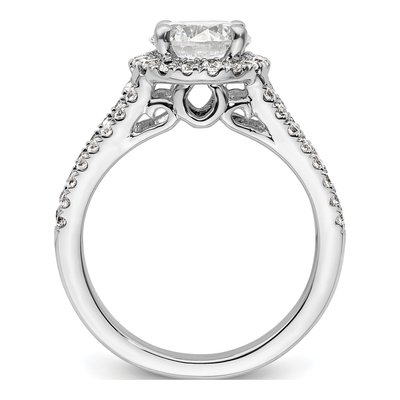 14K White Gold Diamond Halo Engagement Ring Semi-Mount – view 2