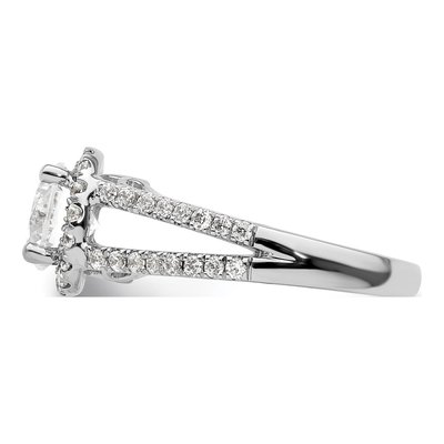 14K White Gold Diamond Halo Engagement Ring Semi-Mount – view 3