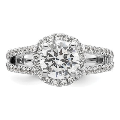 14K White Gold Diamond Halo Engagement Ring Semi-Mount – view 4