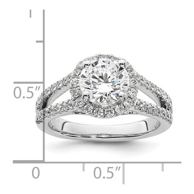 14K White Gold Diamond Halo Engagement Ring Semi-Mount – view 7