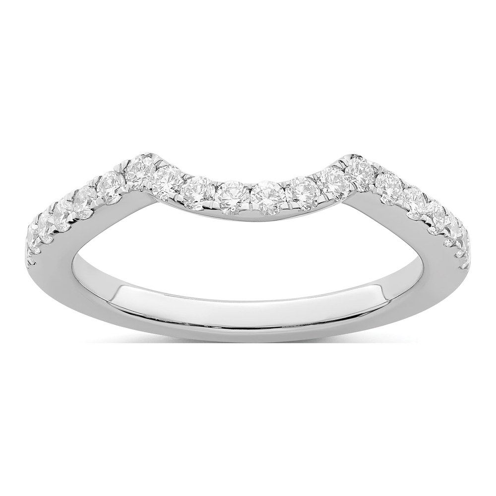 14K White Gold 1/2 ct tw Diamond Contoured Wedding Band