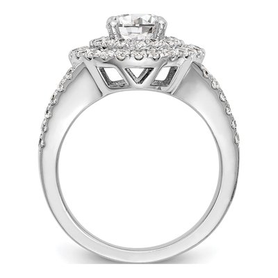14K White Gold Diamond Double Halo Engagement Ring Semi-Mount – view 2