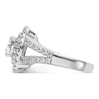 14K White Gold Diamond Double Halo Engagement Ring Semi-Mount – view 3