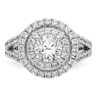 14K White Gold Diamond Double Halo Engagement Ring Semi-Mount – view 4