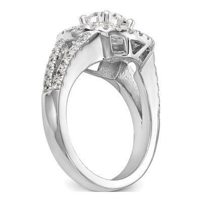 14K White Gold Diamond Double Halo Engagement Ring Semi-Mount – view 6