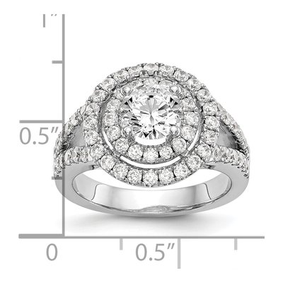14K White Gold Diamond Double Halo Engagement Ring Semi-Mount – view 7