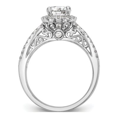 14K White Gold Lab-Grown Diamond Halo Engagement Ring Semi-Mount – view 3