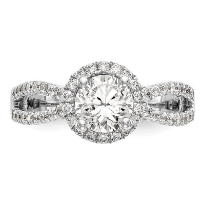14K White Gold Lab-Grown Diamond Halo Engagement Ring Semi-Mount – view 6