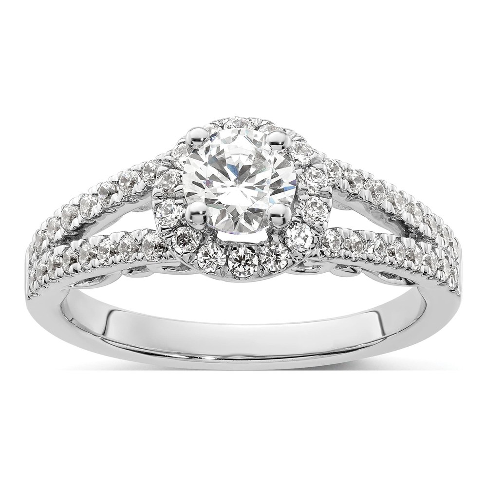 14K White Gold 1 ct tw Lab-Grown Diamond Halo Engagement Ring