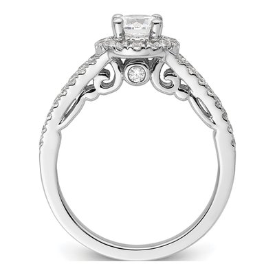 14K White Gold Diamond Halo Engagement Ring Semi-Mount – view 3