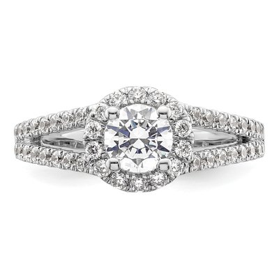 14K White Gold Diamond Halo Engagement Ring Semi-Mount – view 5