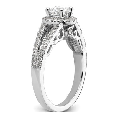 14K White Gold Diamond Halo Engagement Ring Semi-Mount – view 7