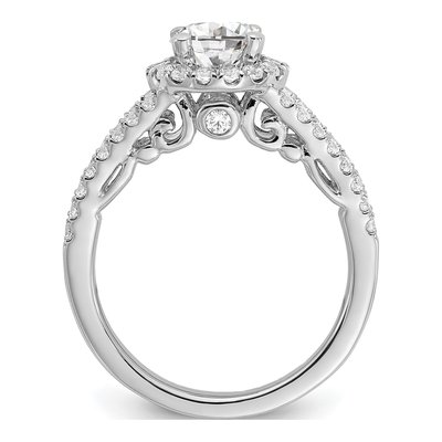 14K White Gold Diamond Halo Engagement Ring Semi-Mount – view 2