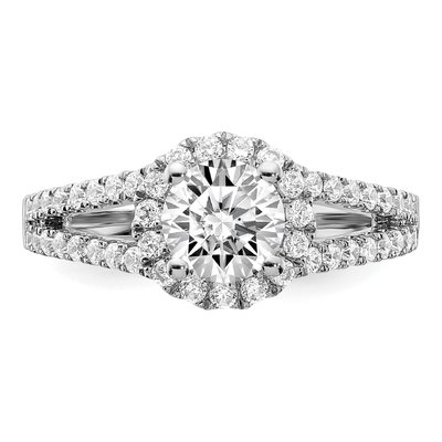 14K White Gold Diamond Halo Engagement Ring Semi-Mount – view 4