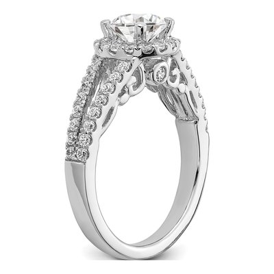 14K White Gold Diamond Halo Engagement Ring Semi-Mount – view 6