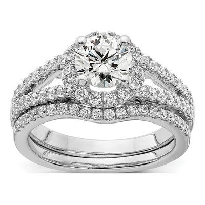 14K White Gold Diamond Halo Engagement Ring Semi-Mount – view 7