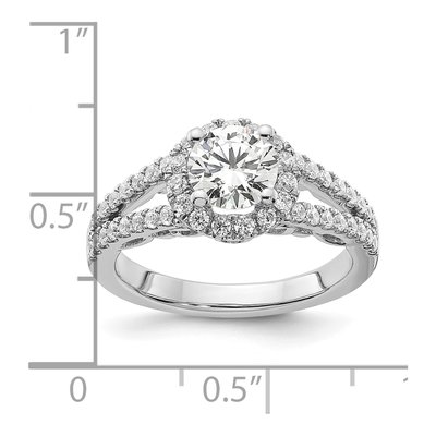 14K White Gold Diamond Halo Engagement Ring Semi-Mount – view 8