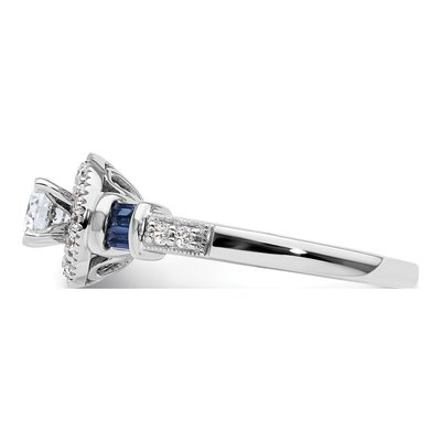 14K White Gold 1/2 ct tw Lab-Created Sapphire & Lab-Grown Diamond Halo Engagement Ring – view 4