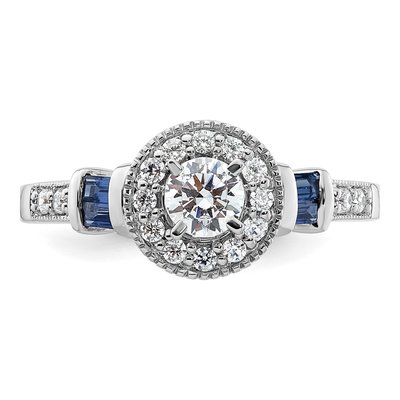 14K White Gold 1/2 ct tw Lab-Created Sapphire & Lab-Grown Diamond Halo Engagement Ring – view 5