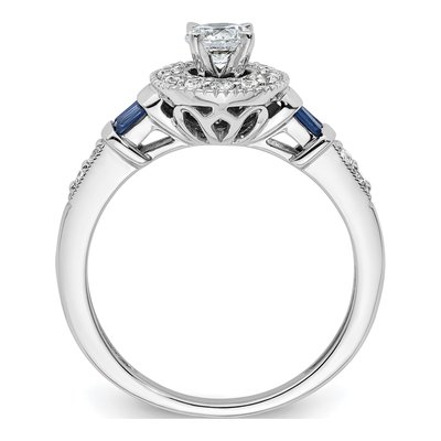 14K White Gold Sapphire & Diamond Halo Engagement Ring Semi-Mount – view 3