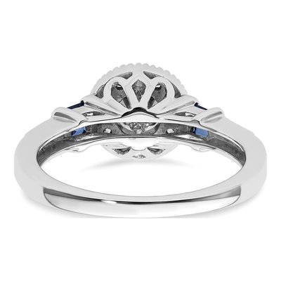 14K White Gold Sapphire & Diamond Halo Engagement Ring Semi-Mount – view 6