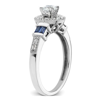 14K White Gold Sapphire & Diamond Halo Engagement Ring Semi-Mount – view 7