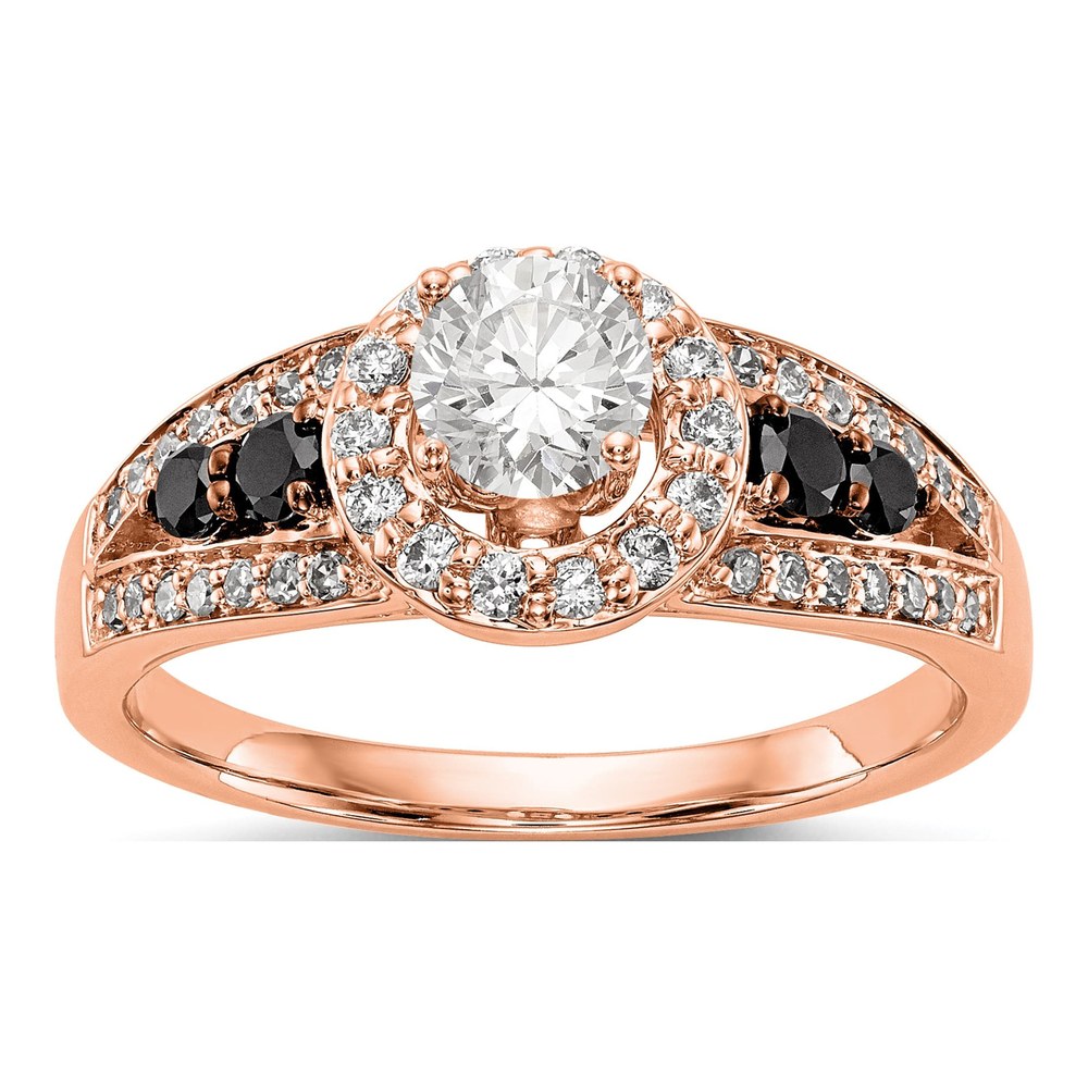 14K Rose Gold Diamond Halo Engagement Ring Semi-Mount