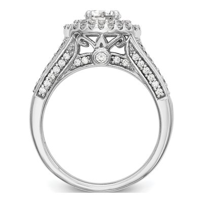 14K White Gold Diamond Halo Engagement Ring Semi-Mount – view 2