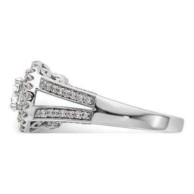 14K White Gold Diamond Halo Engagement Ring Semi-Mount – view 3