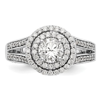 14K White Gold Diamond Halo Engagement Ring Semi-Mount – view 4