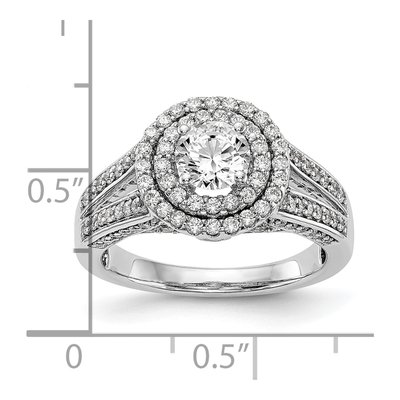 14K White Gold Diamond Halo Engagement Ring Semi-Mount – view 8