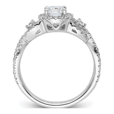 14K White Gold Diamond Halo Engagement Ring Semi-Mount – view 3