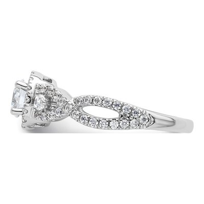 14K White Gold Diamond Halo Engagement Ring Semi-Mount – view 4