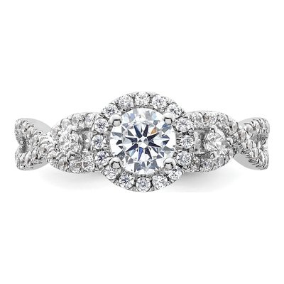 14K White Gold Diamond Halo Engagement Ring Semi-Mount – view 5