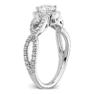 14K White Gold Diamond Halo Engagement Ring Semi-Mount – view 7