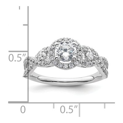 14K White Gold Diamond Halo Engagement Ring Semi-Mount – view 8