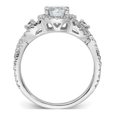14K White Gold Diamond Halo Engagement Ring Semi-Mount – view 3